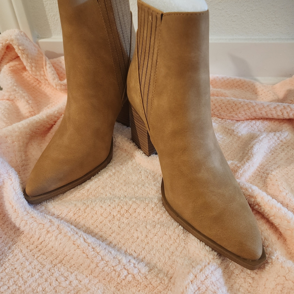 Soda Tan Heeled Boots for Women